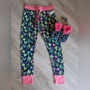 Women's Lazy One PJ leggings & fuzzy feet slippers